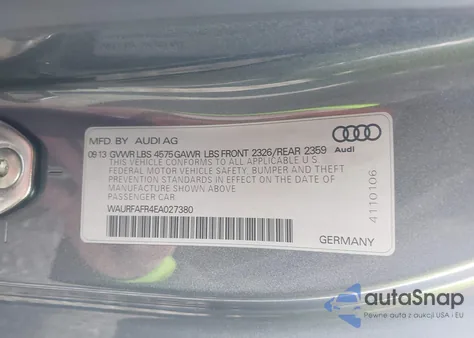 2014 Audi A5 2.0T Premium from USA, damaged, VIN WAURFAFR4EA027380